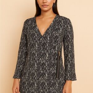 Ellen Tracy Black and White Long Sleeve Dress